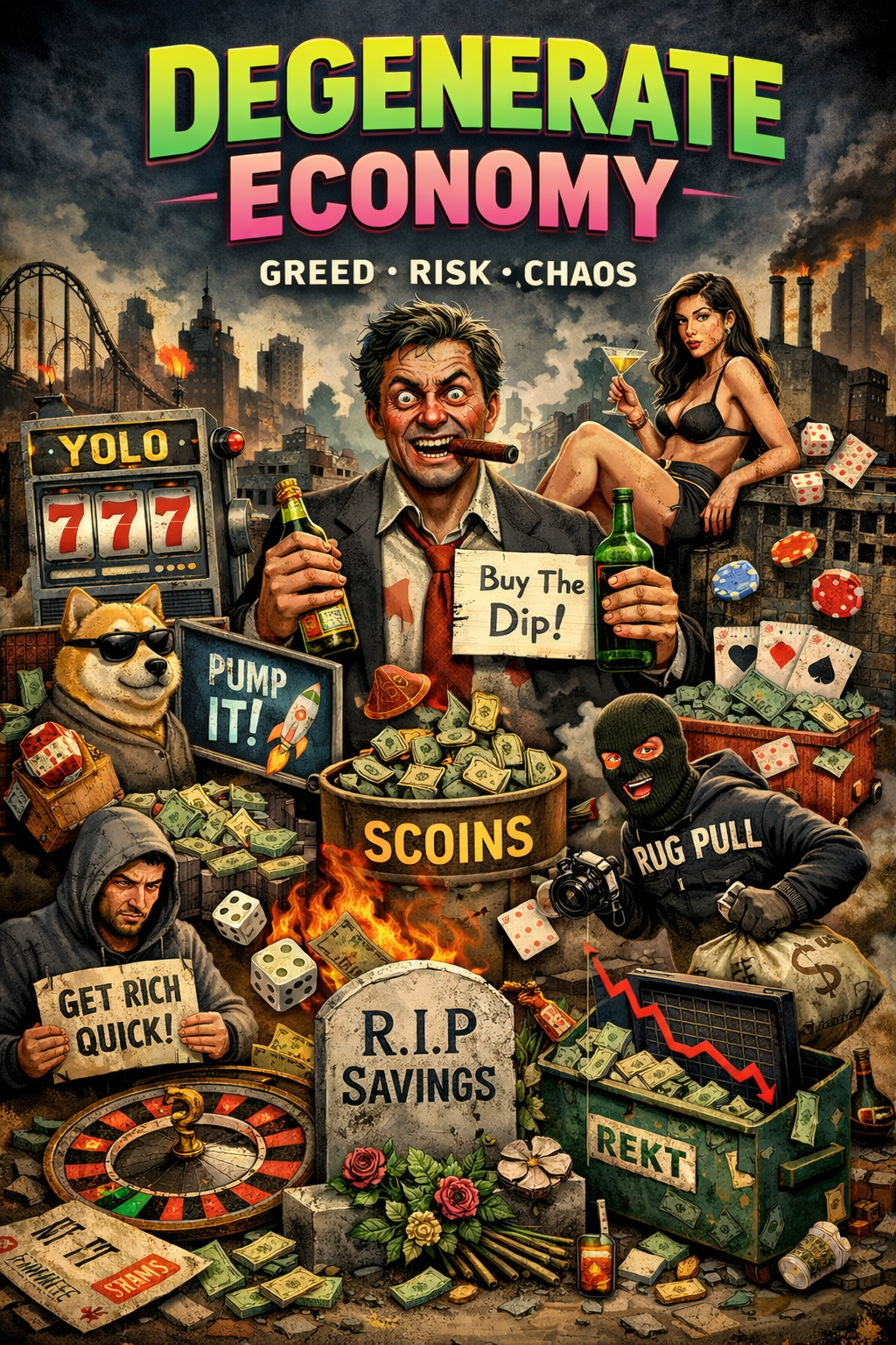 Degenerate economics poster illustration